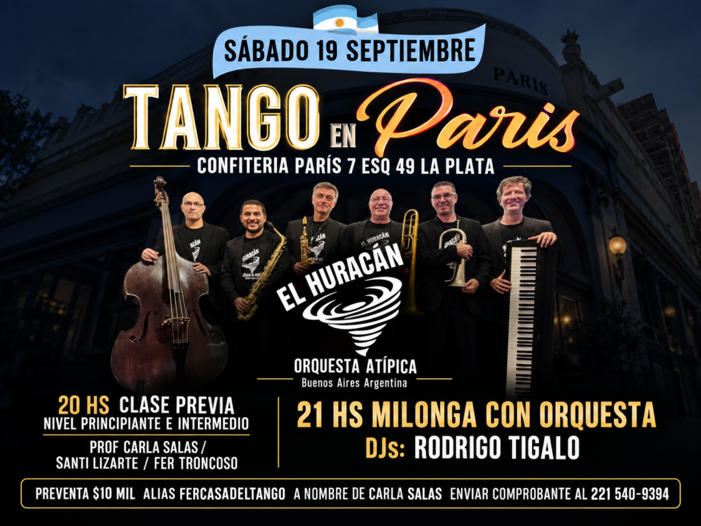 Milonga Tango en la Paris sabado 19 de septiembre